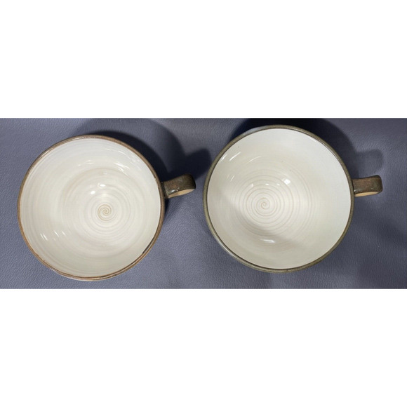 Showa Stone Ware Bamboo Pattern Tea Coffee Cups (2) W/ Saucers (2) Hand Crafted - Picture 10 of 14